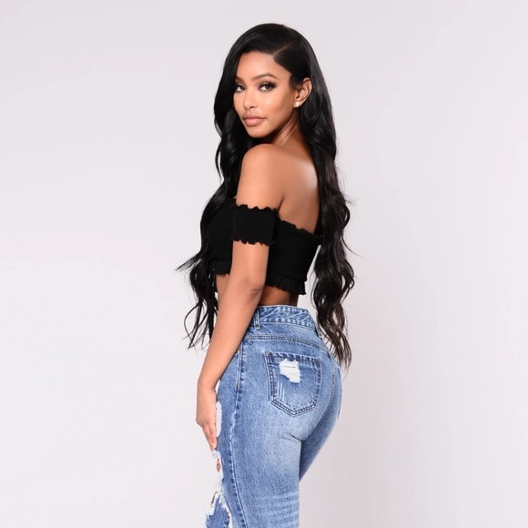 Lehlani Off Shoulder Smock Top - Black - Picture 4 of 7